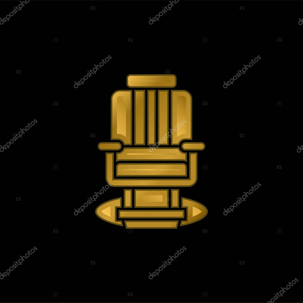 Barber gold plated metalic icon or logo vector
