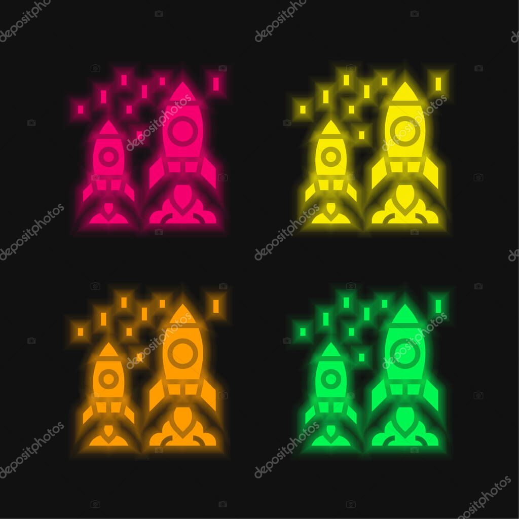 Advantage four color glowing neon vector icon