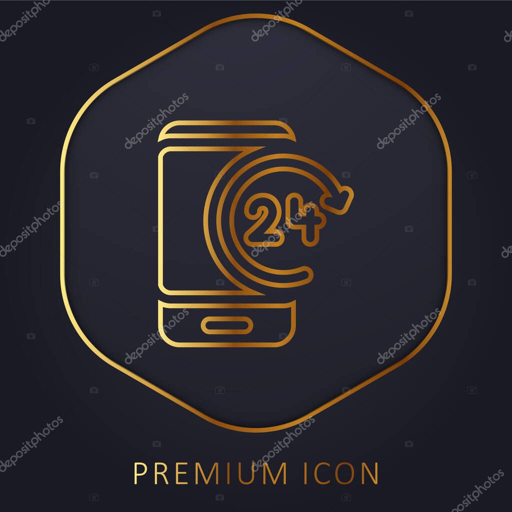 24h golden line premium logo or icon