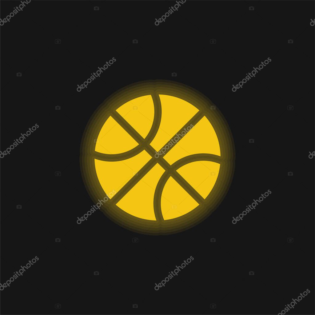Basketball yellow glowing neon icon