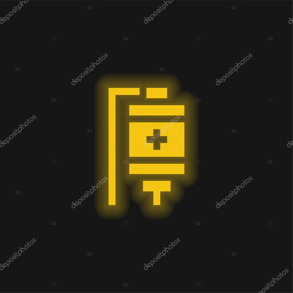 Blood Bag yellow glowing neon icon