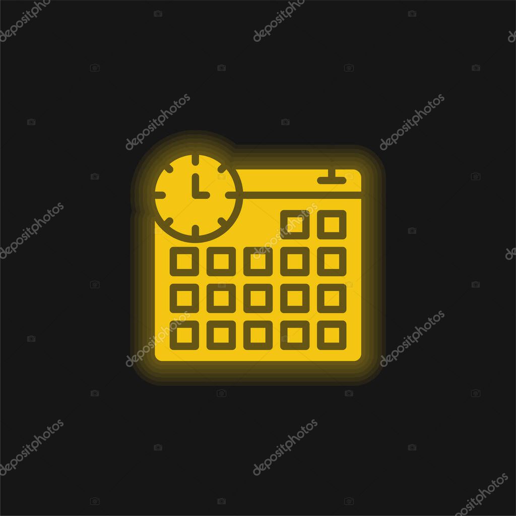 Appointment yellow glowing neon icon