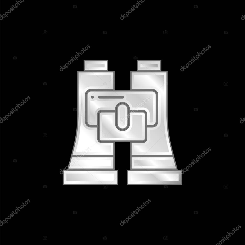 Binocular silver plated metallic icon