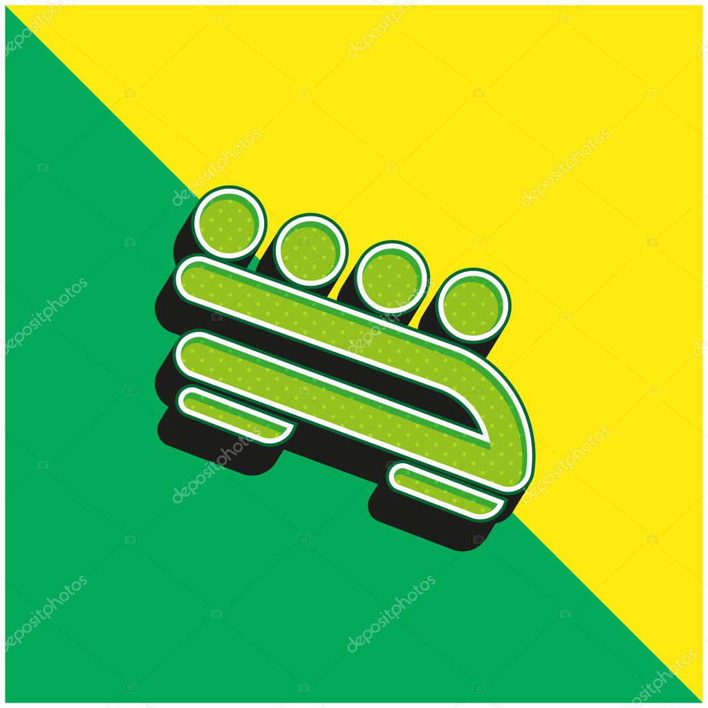 Bobsled Green and yellow modern 3d vector icon logo
