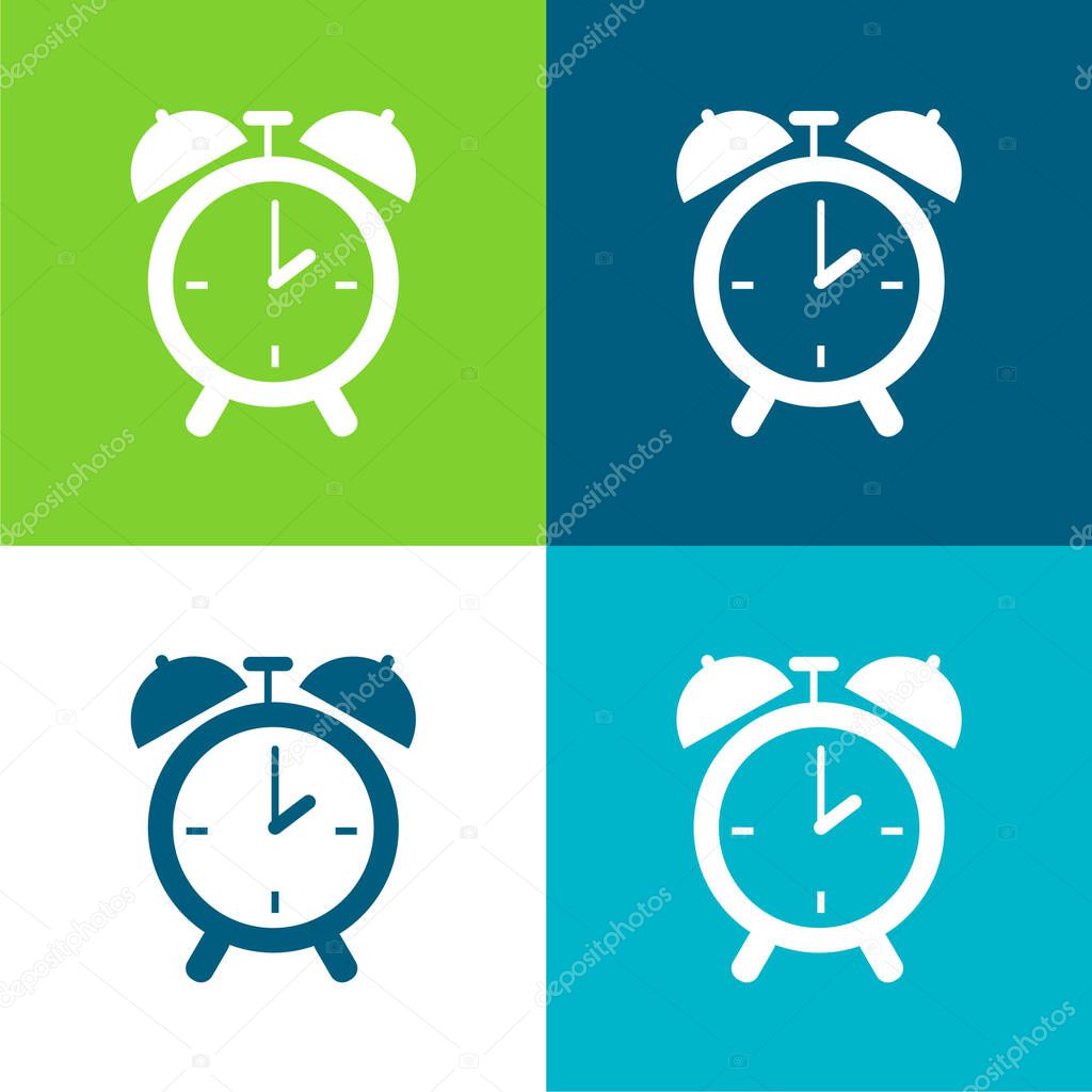 Bedroom Circular Alarm Clock Tool Flat four color minimal icon set