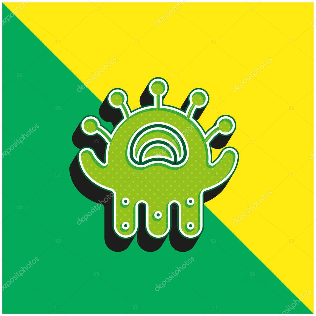 Alien Green and yellow modern 3d vector icon logo
