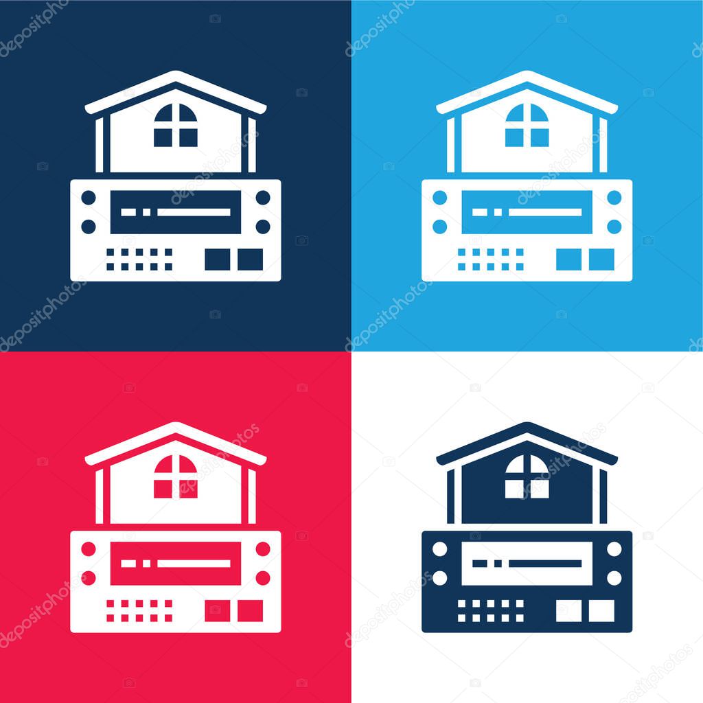 Alarm System blue and red four color minimal icon set