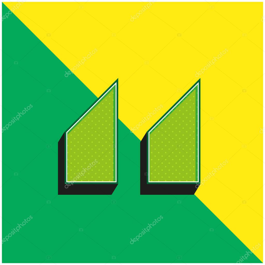 Blocks With Angled Cuts Green and yellow modern 3d vector icon logo