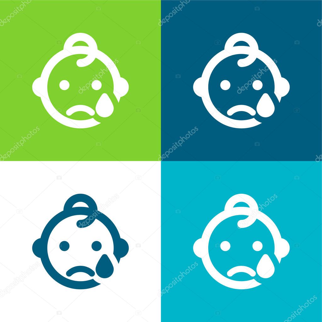 Baby Flat four color minimal icon set