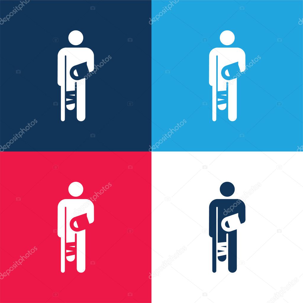 Accident blue and red four color minimal icon set
