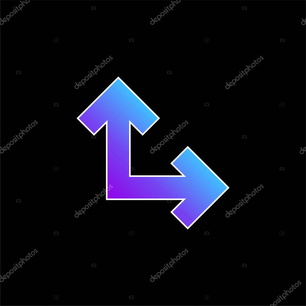 Arrows In Right Angle blue gradient vector icon