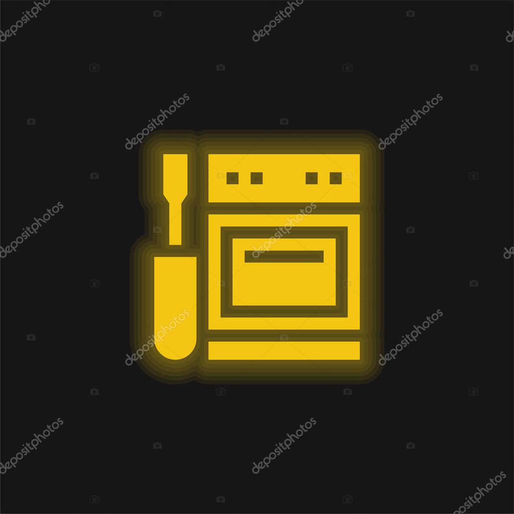 Appliance yellow glowing neon icon