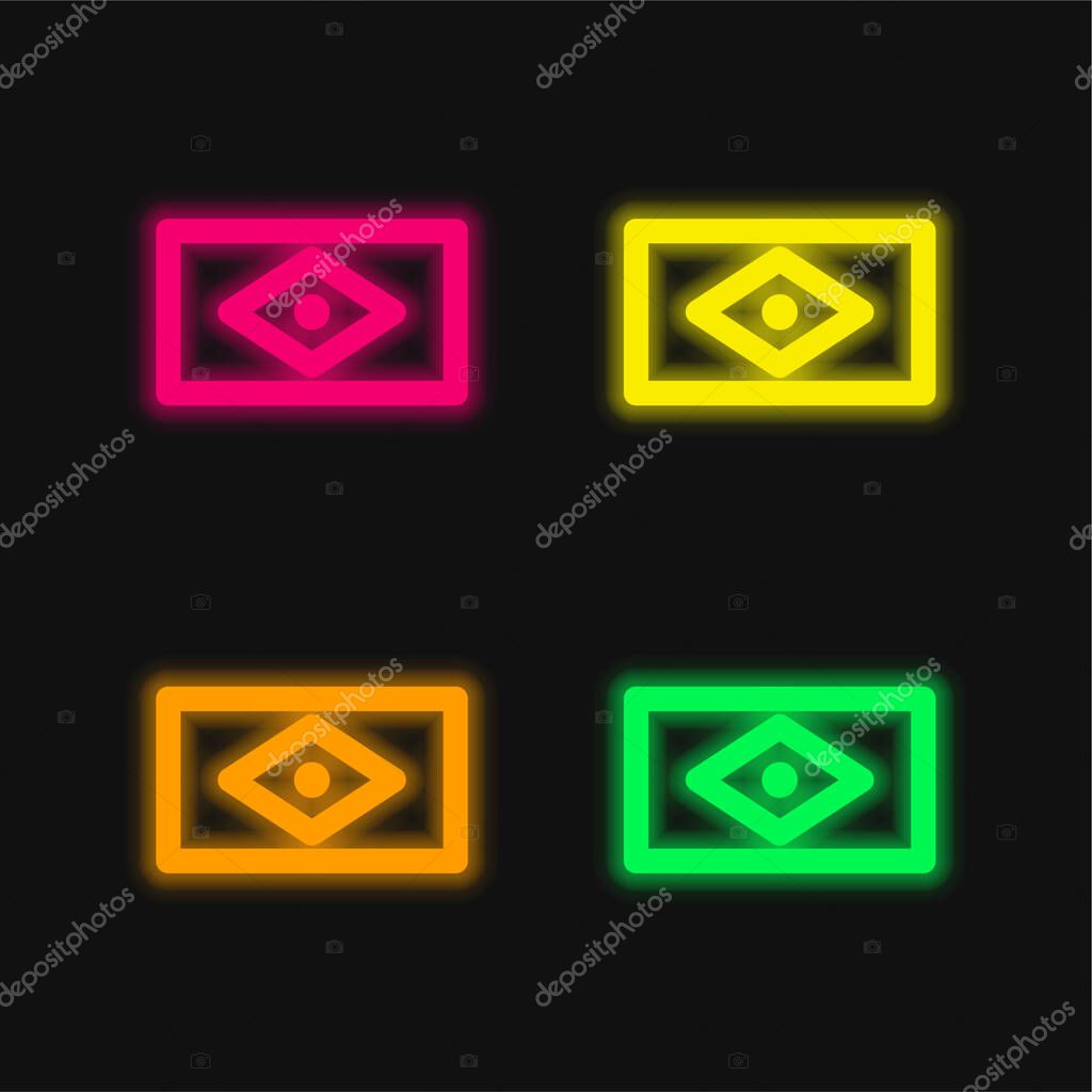 Brazil Flag four color glowing neon vector icon