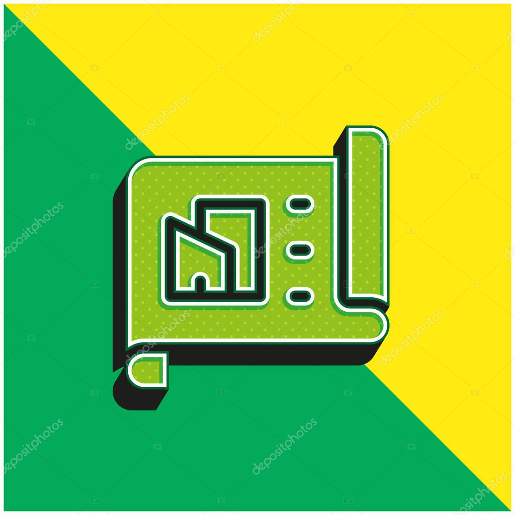 Architecture Green and yellow modern 3d vector icon logo