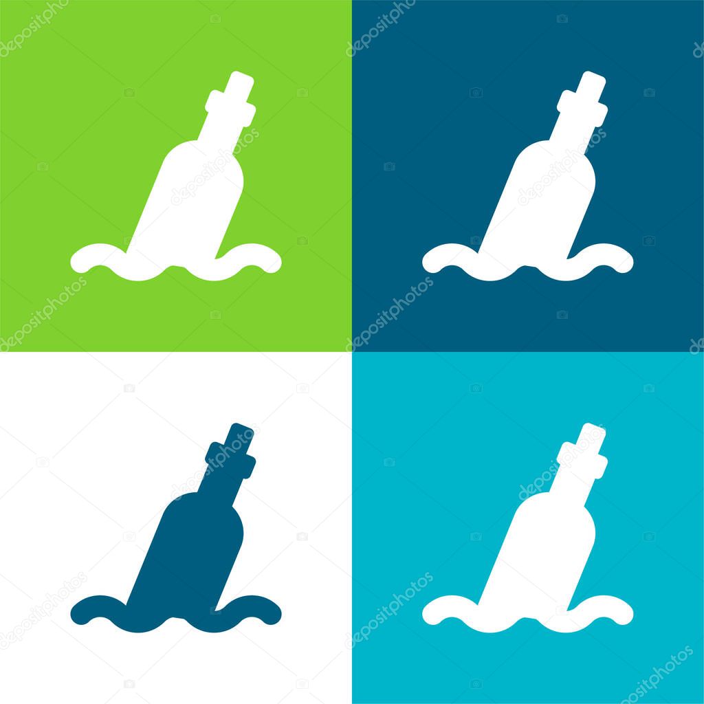 Bottle Flat four color minimal icon set