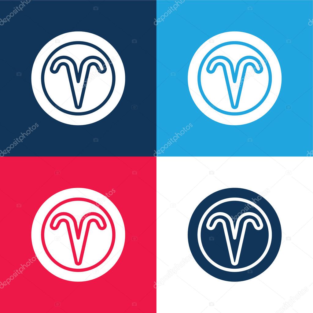 Aries blue and red four color minimal icon set