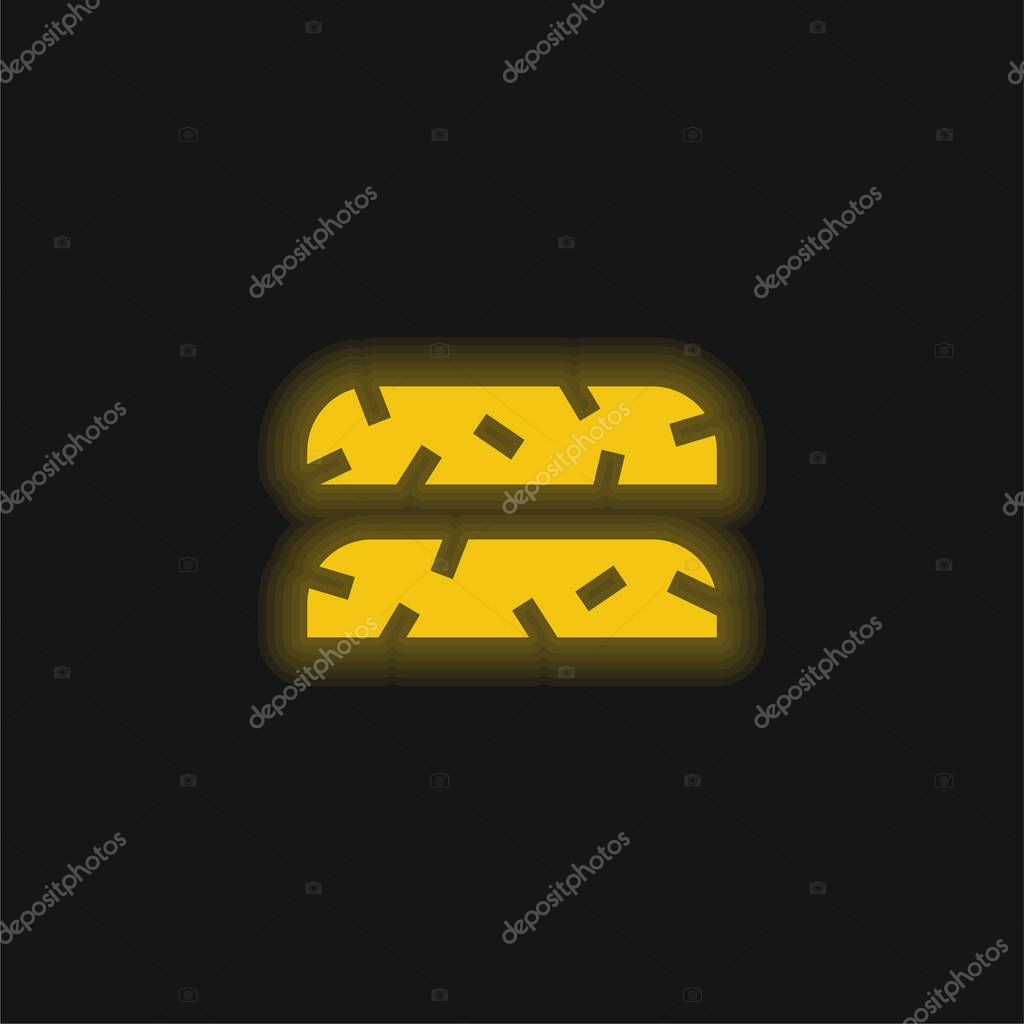 Biscotti yellow glowing neon icon