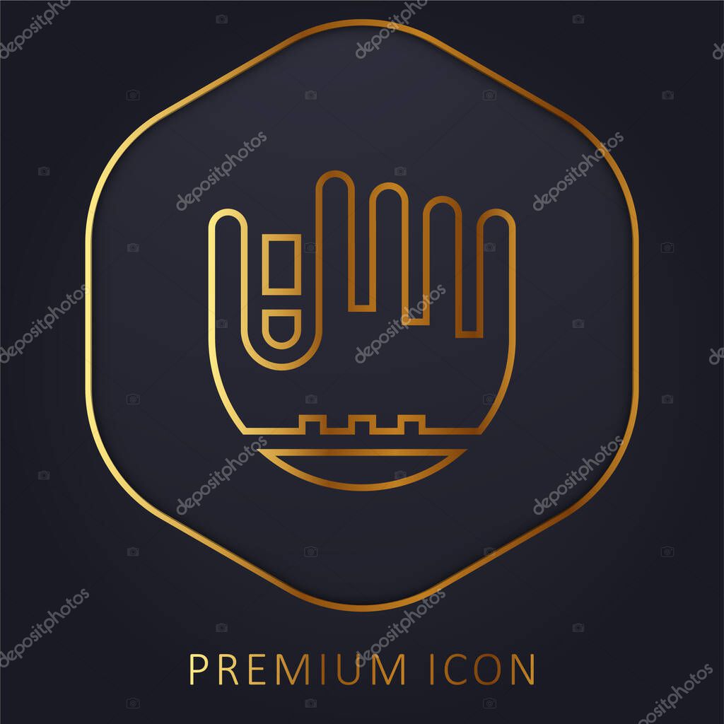 Baseball Glove golden line premium logo or icon