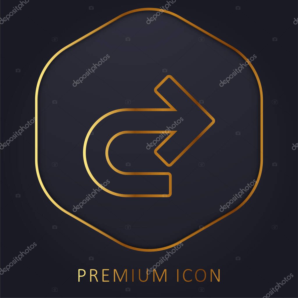Arrow Right Curve golden line premium logo or icon