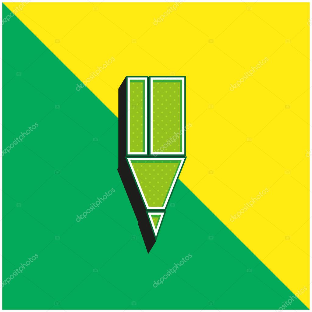 Black Pencil Tip Green and yellow modern 3d vector icon logo