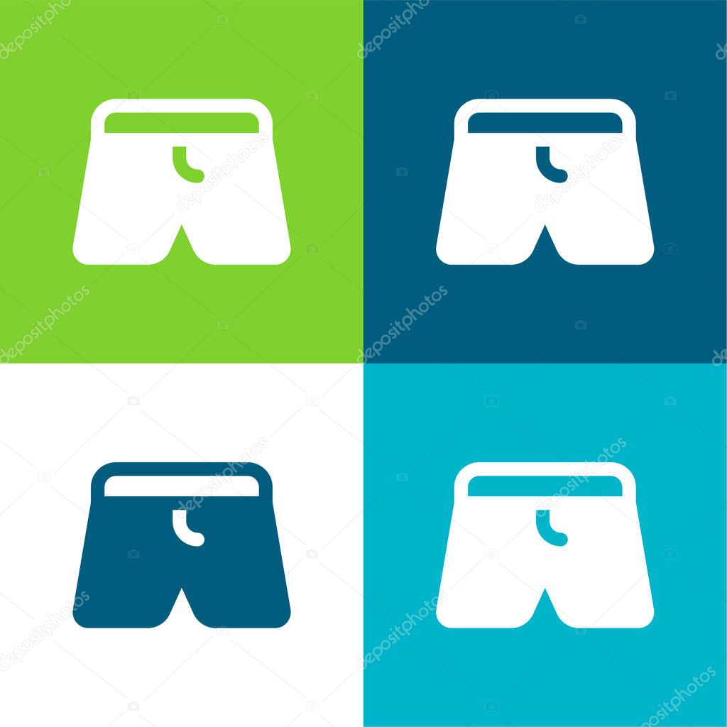 Boxers Flat four color minimal icon set
