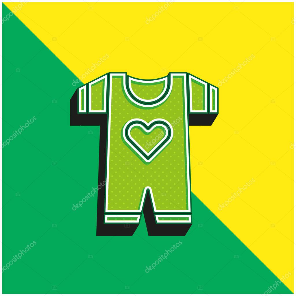 Baby Clothes Green and yellow modern 3d vector icon logo