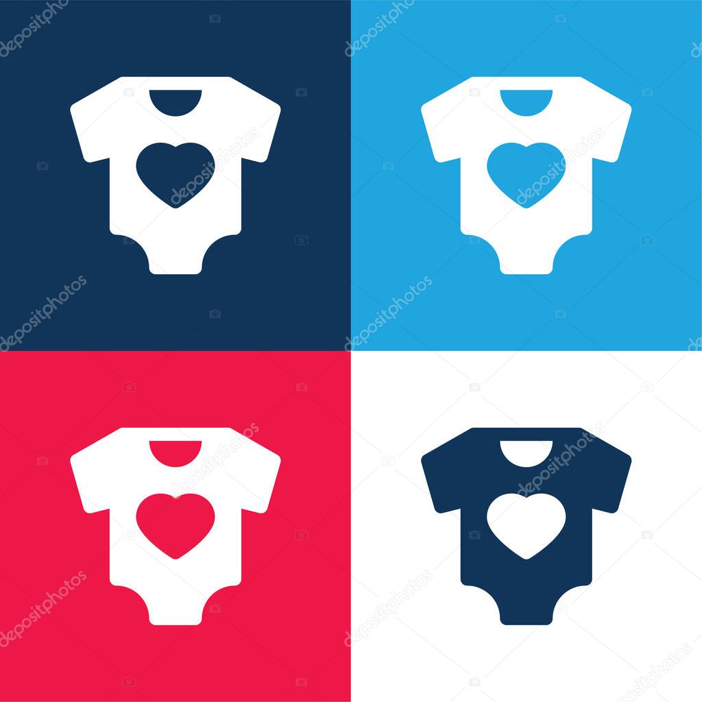 Baby Clothes blue and red four color minimal icon set