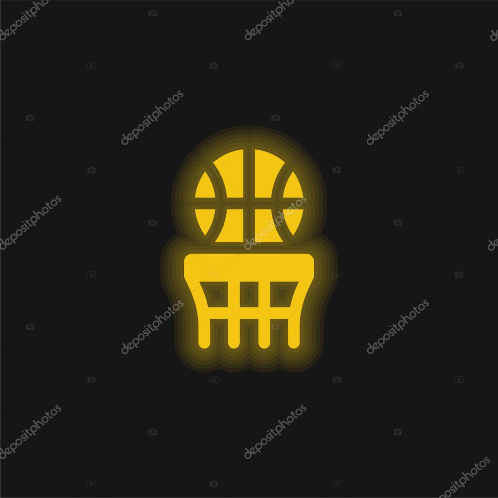Basketball yellow glowing neon icon