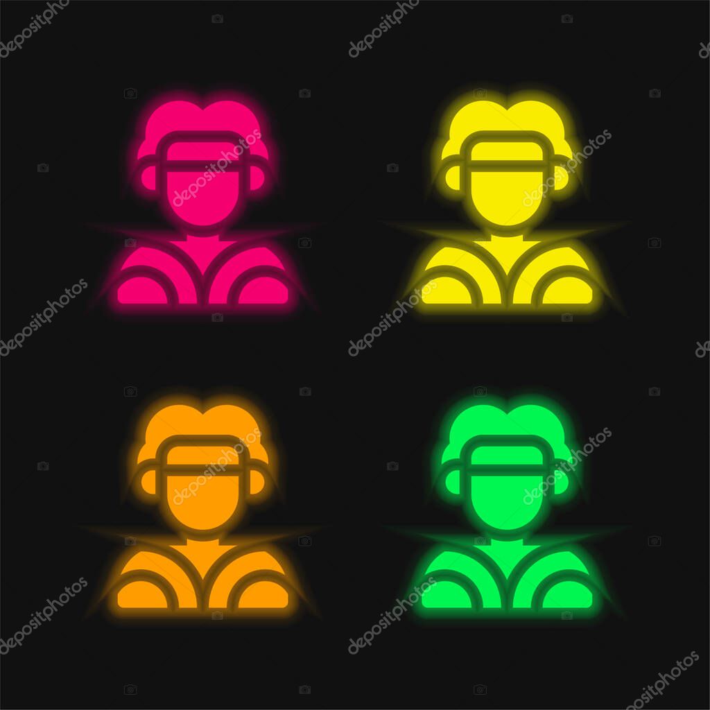 Aboriginal four color glowing neon vector icon