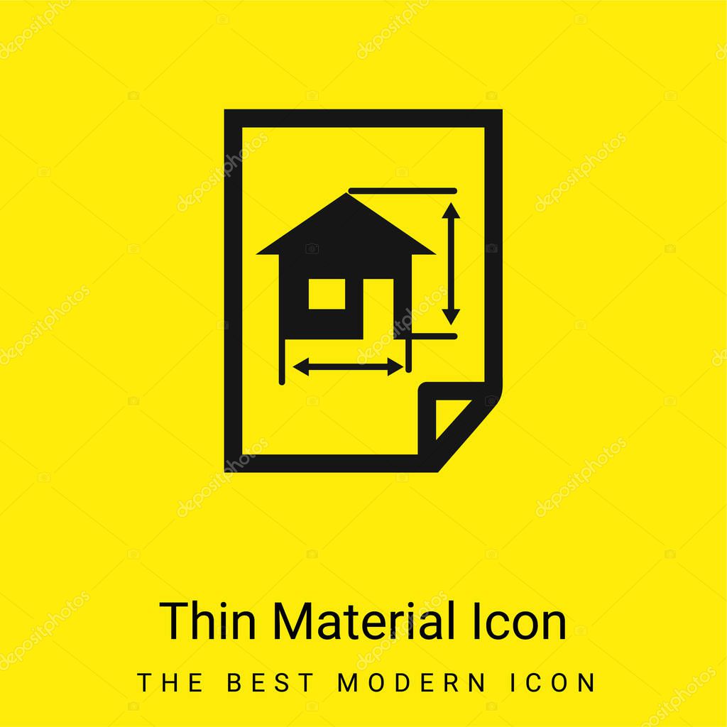 Architecture Draw Of A House On A Paper minimal bright yellow material icon