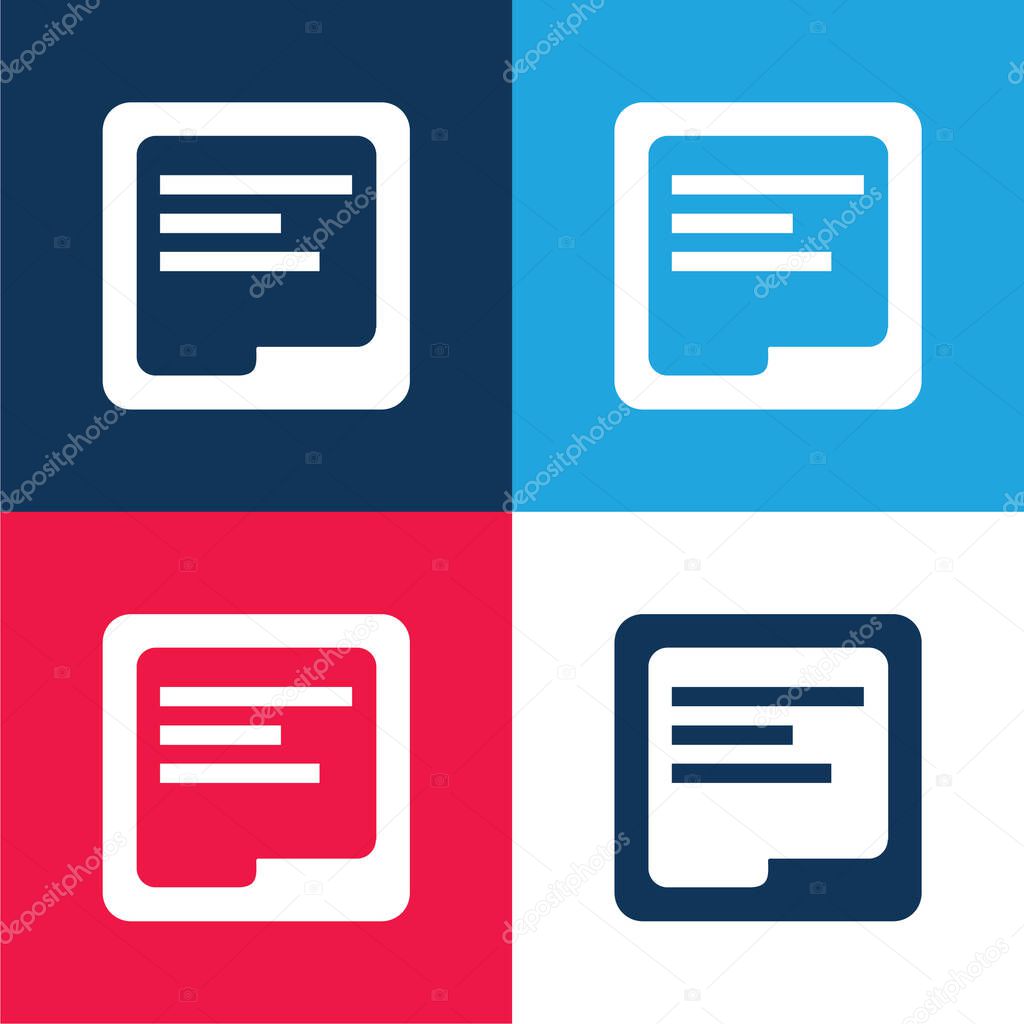 Adwords Campaign Square Symbol blue and red four color minimal icon set