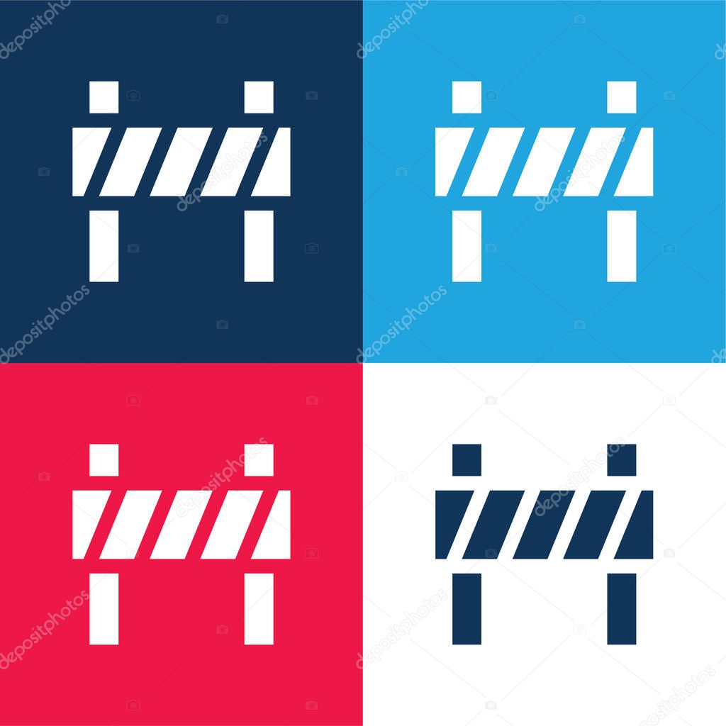 Barrier blue and red four color minimal icon set