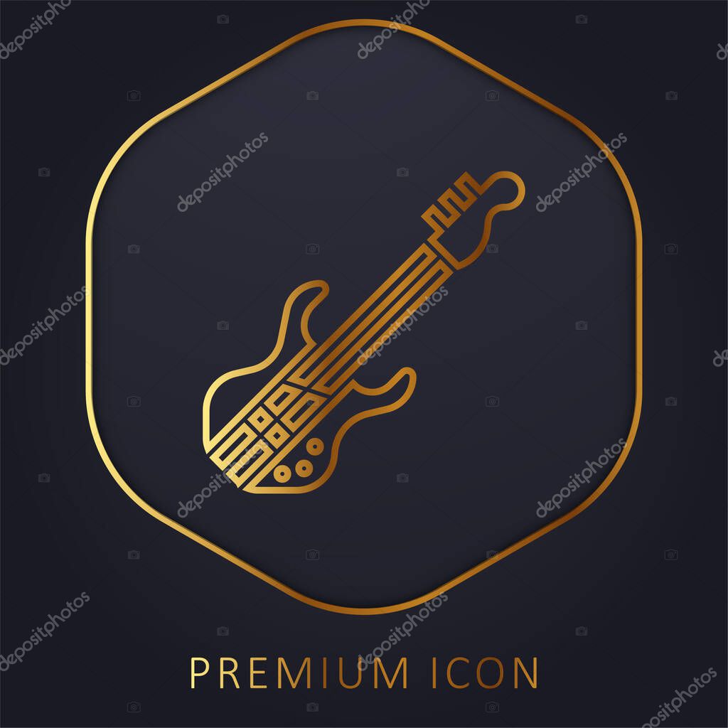 Bass Guitar golden line premium logo or icon