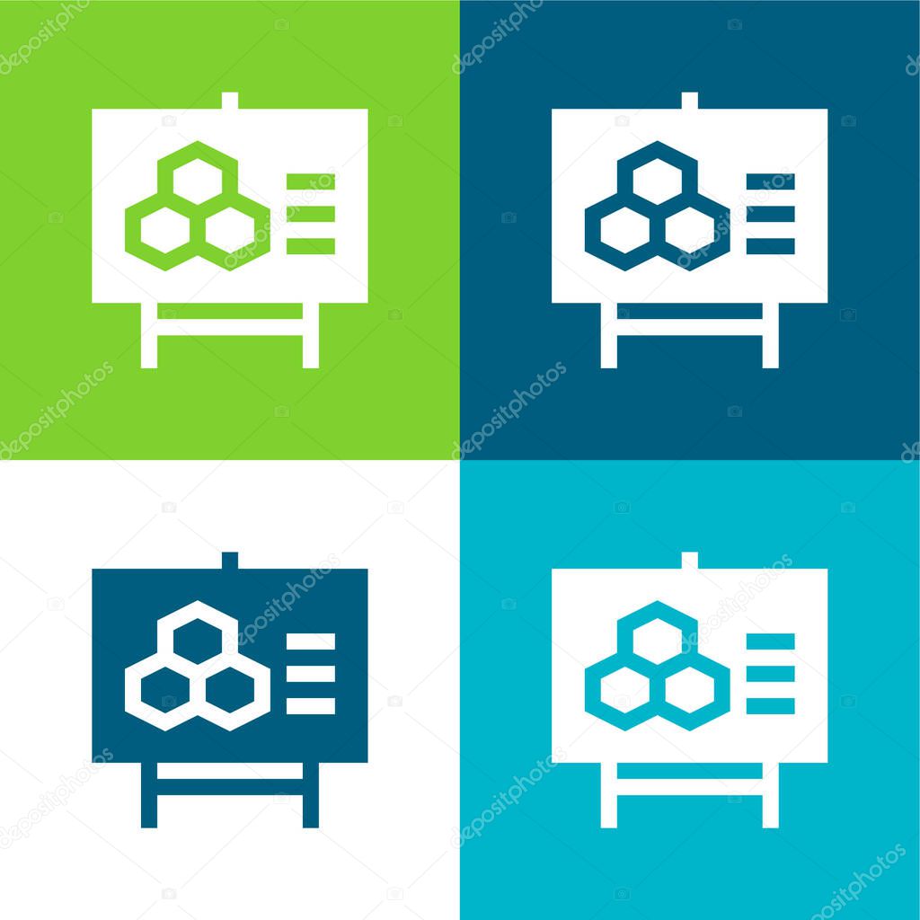 Biology Flat four color minimal icon set
