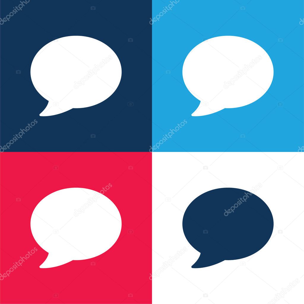 Black Speech Bubble blue and red four color minimal icon set