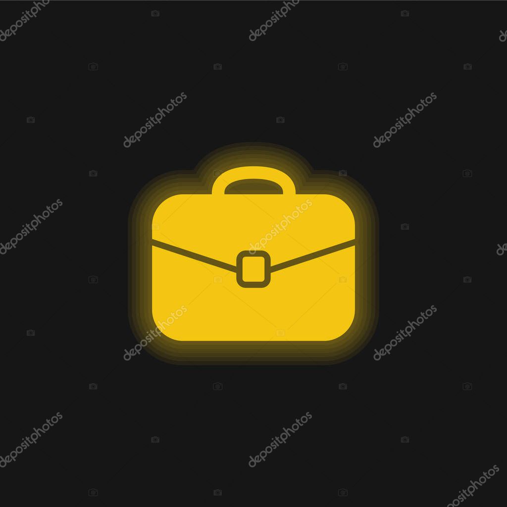 Black Rounded Suitcase Tool yellow glowing neon icon