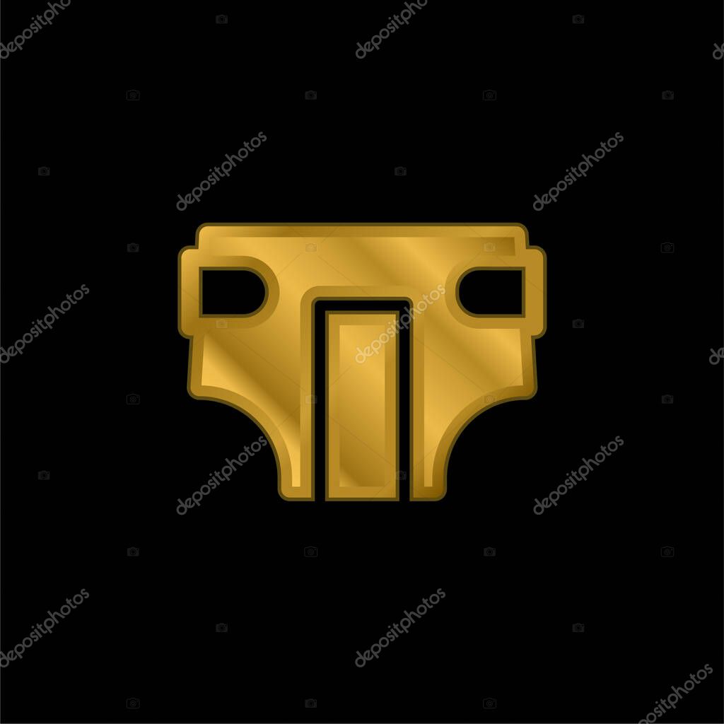 Adult Diaper gold plated metalic icon or logo vector