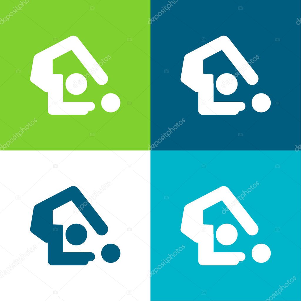 Artistic Gymnastics Flat four color minimal icon set