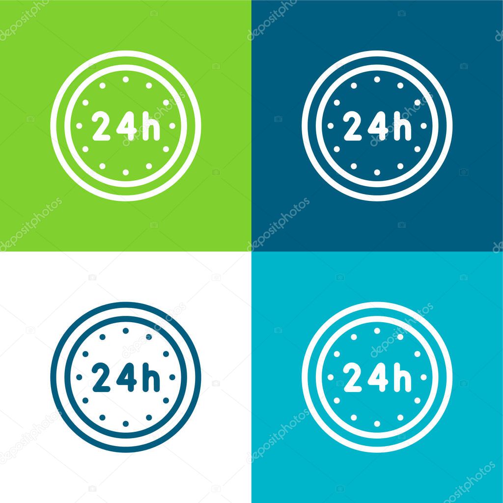 24 Hours Flat four color minimal icon set