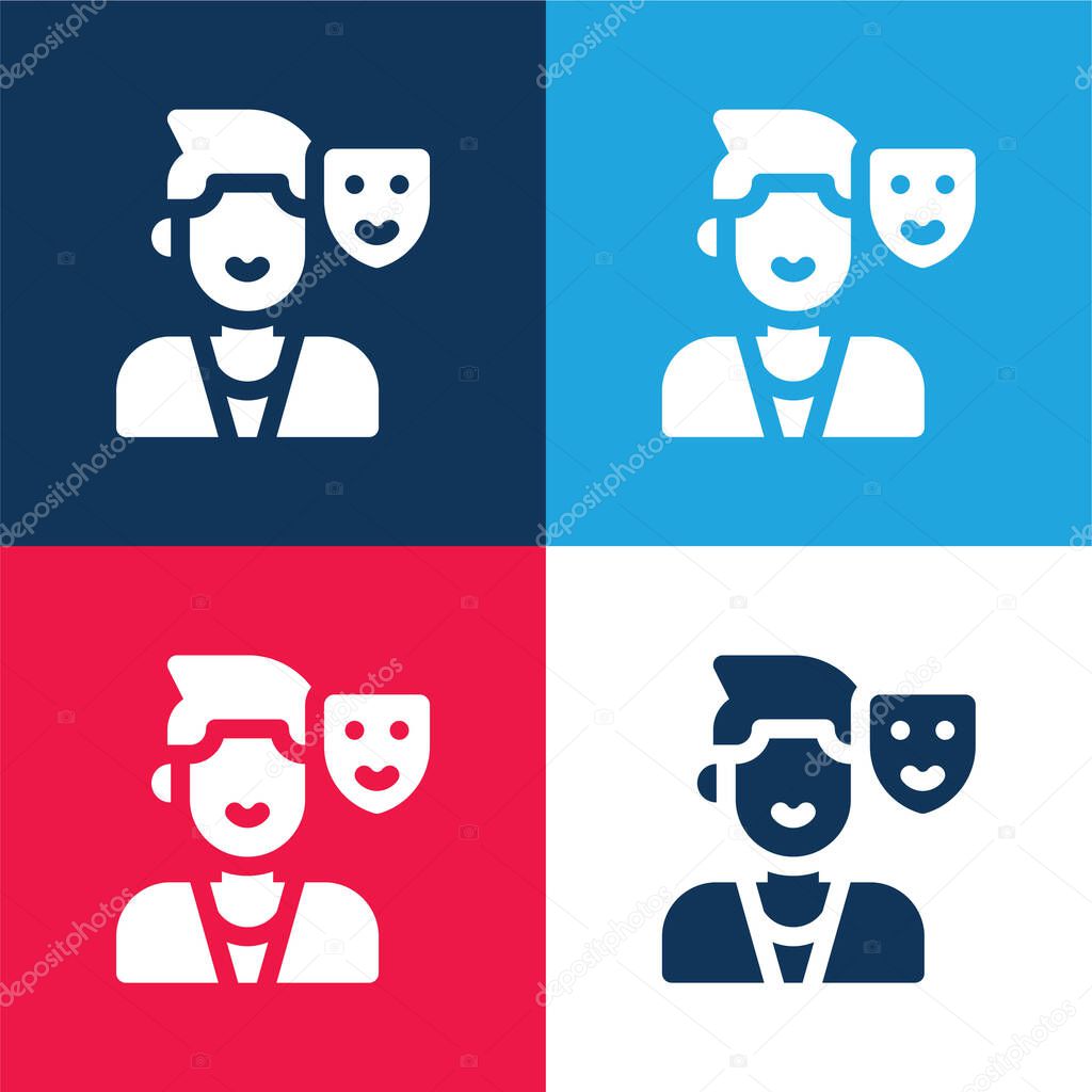 Actor blue and red four color minimal icon set