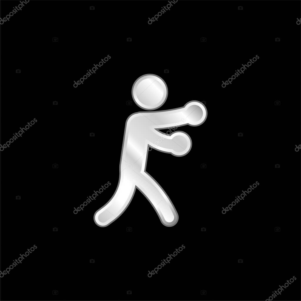 Boxing silver plated metallic icon