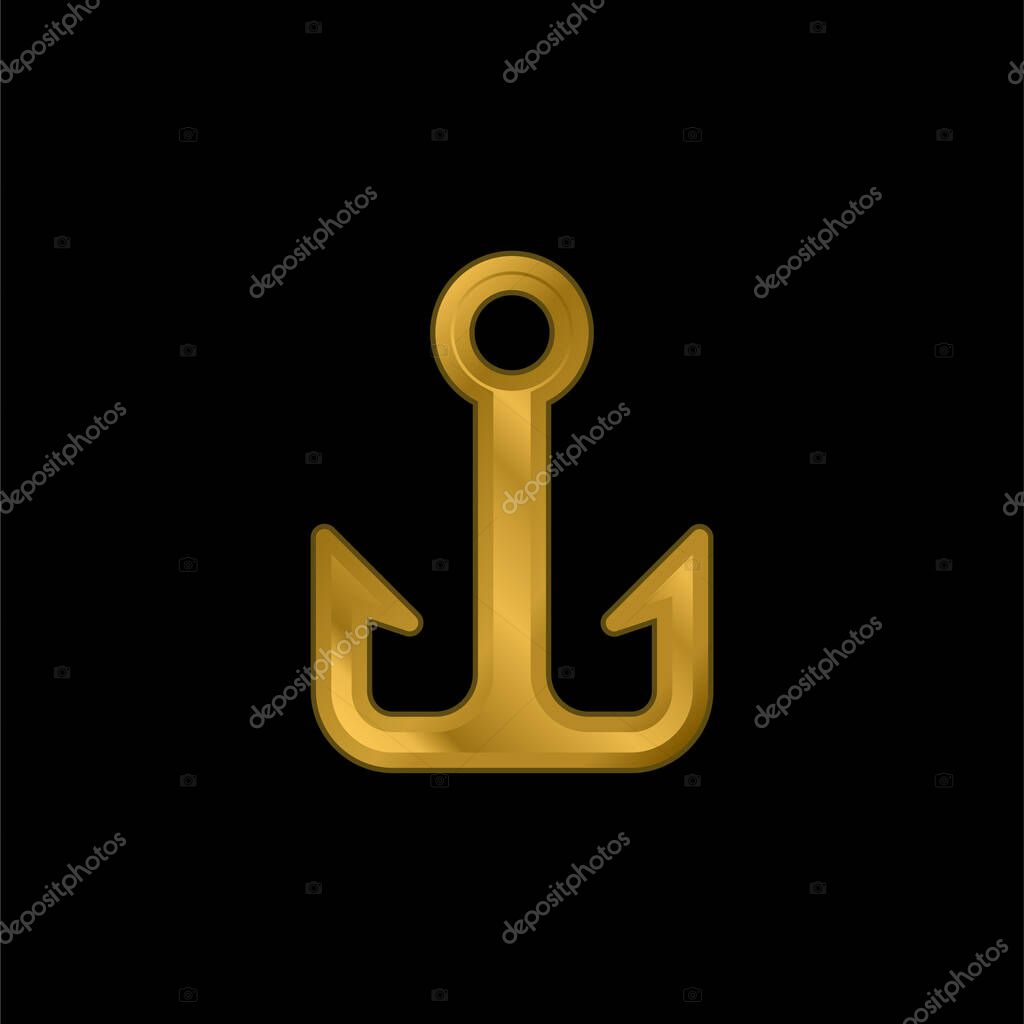 Anchor gold plated metalic icon or logo vector