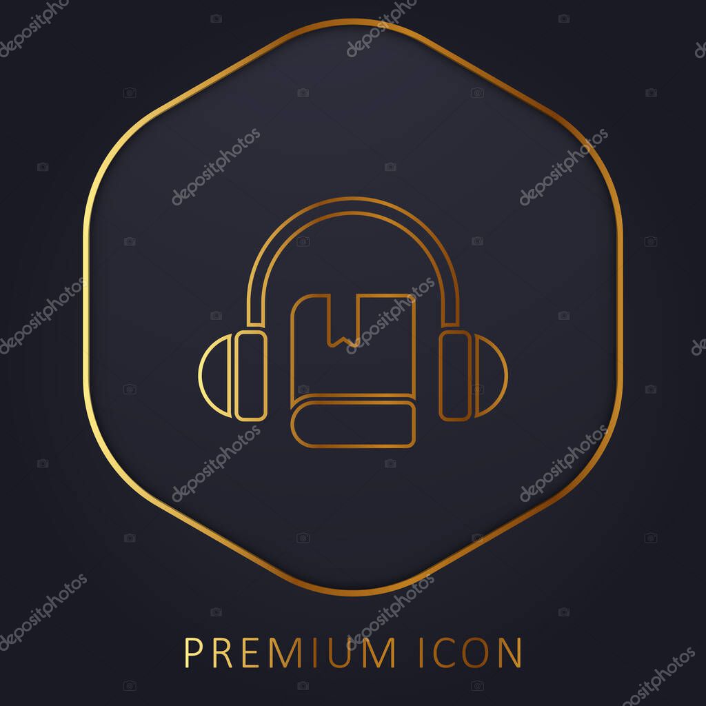 Audio Book golden line premium logo or icon
