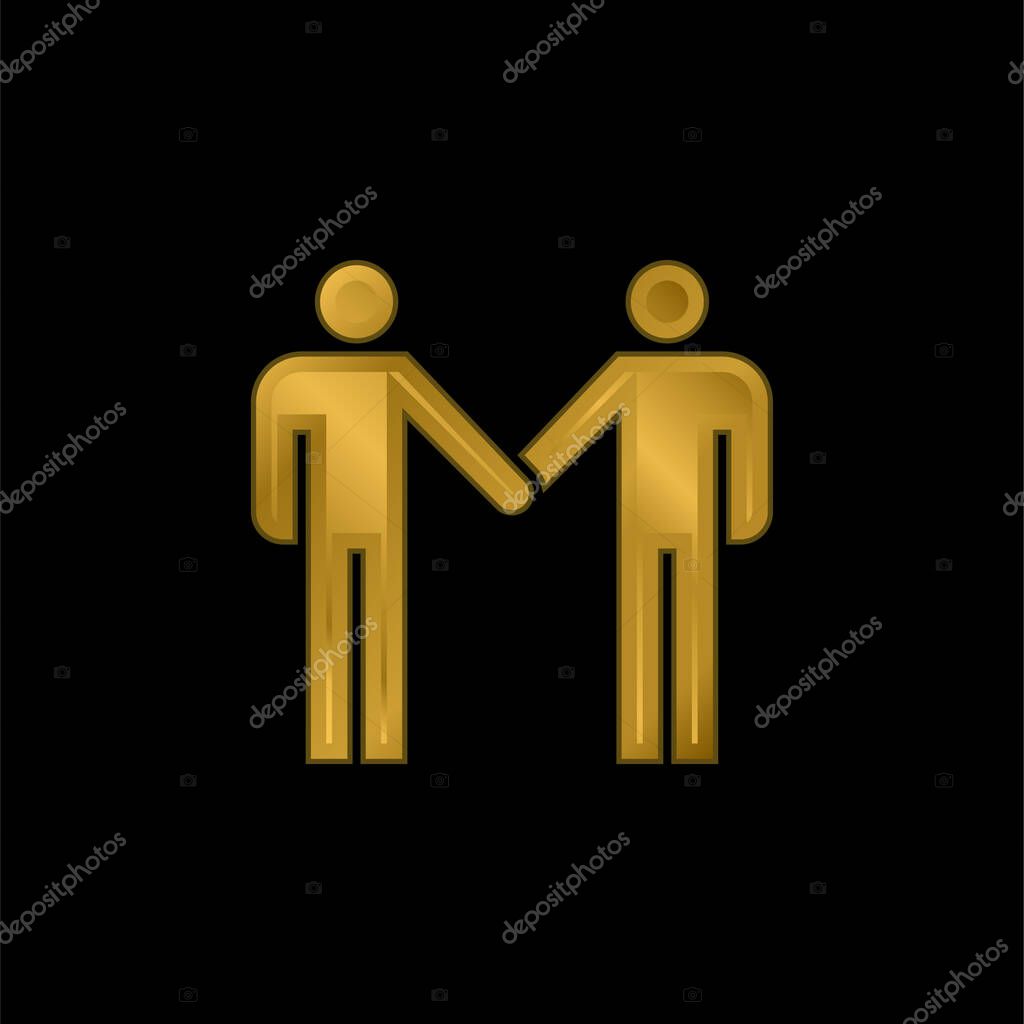 Agreement gold plated metalic icon or logo vector