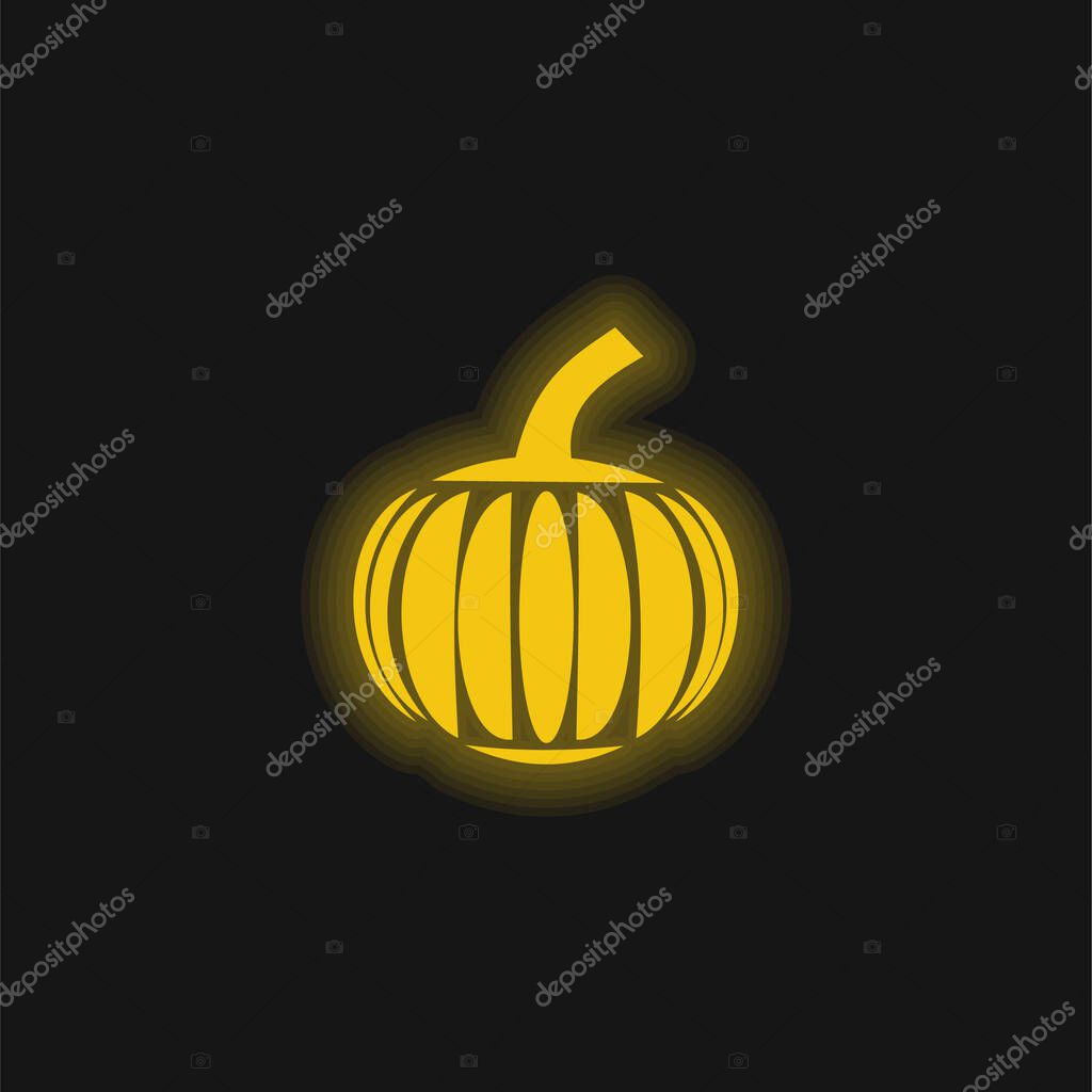 Big Pumpkin yellow glowing neon icon