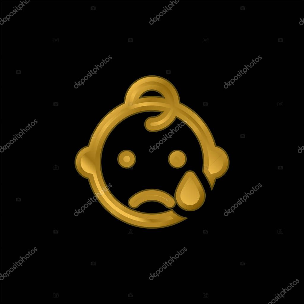 Baby gold plated metalic icon or logo vector