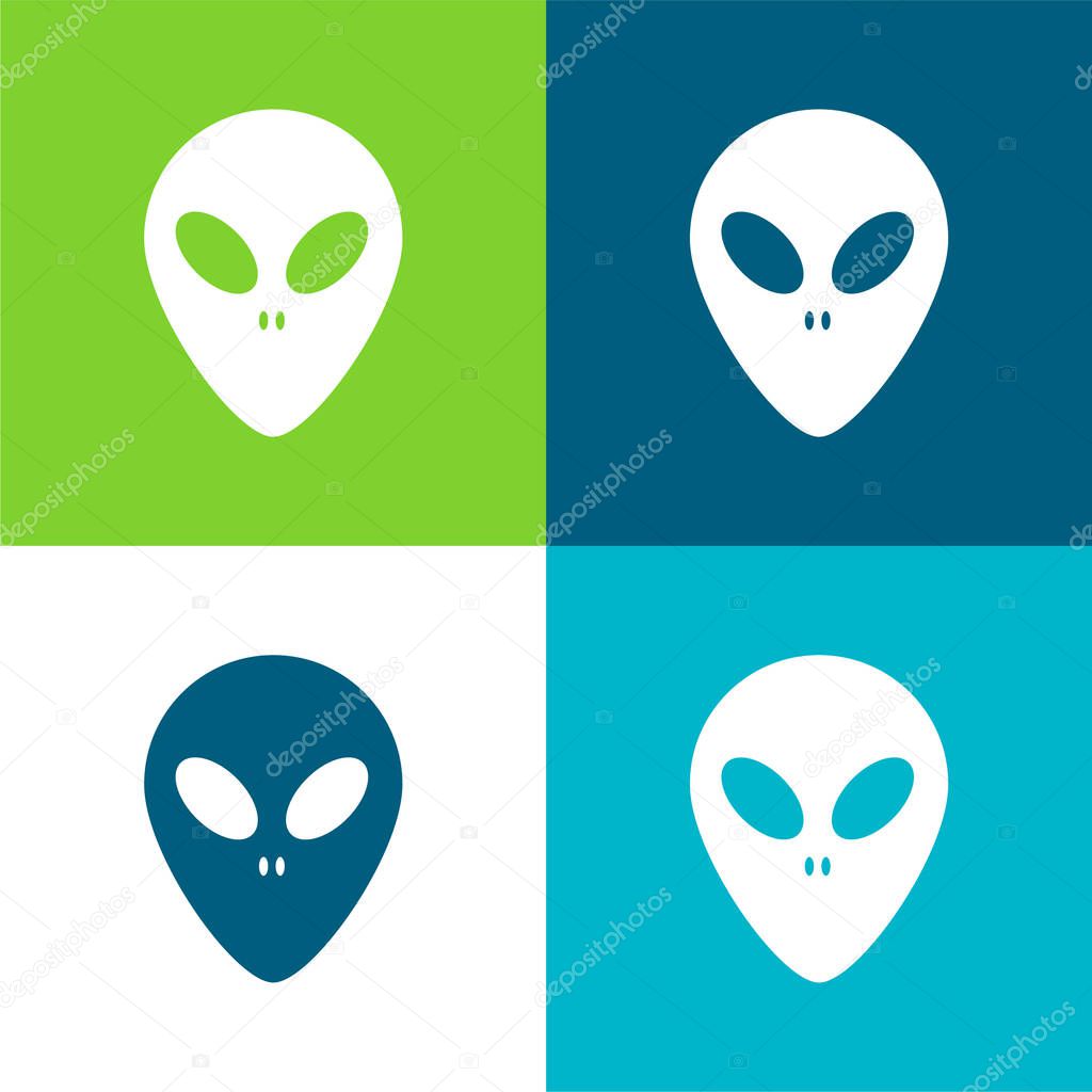 Alien Face Flat four color minimal icon set