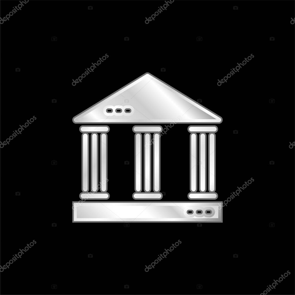 Bank silver plated metallic icon