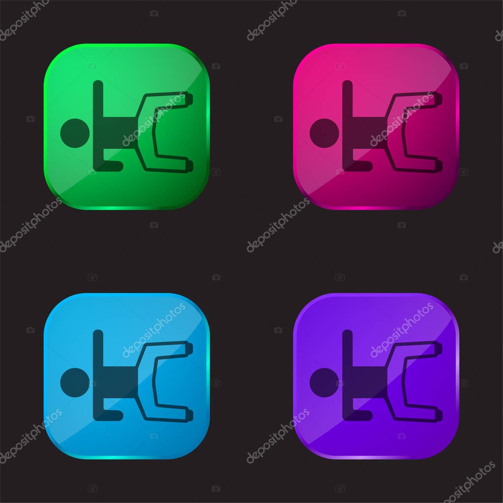 Boy Laying On Floor With Arm Up four color glass button icon