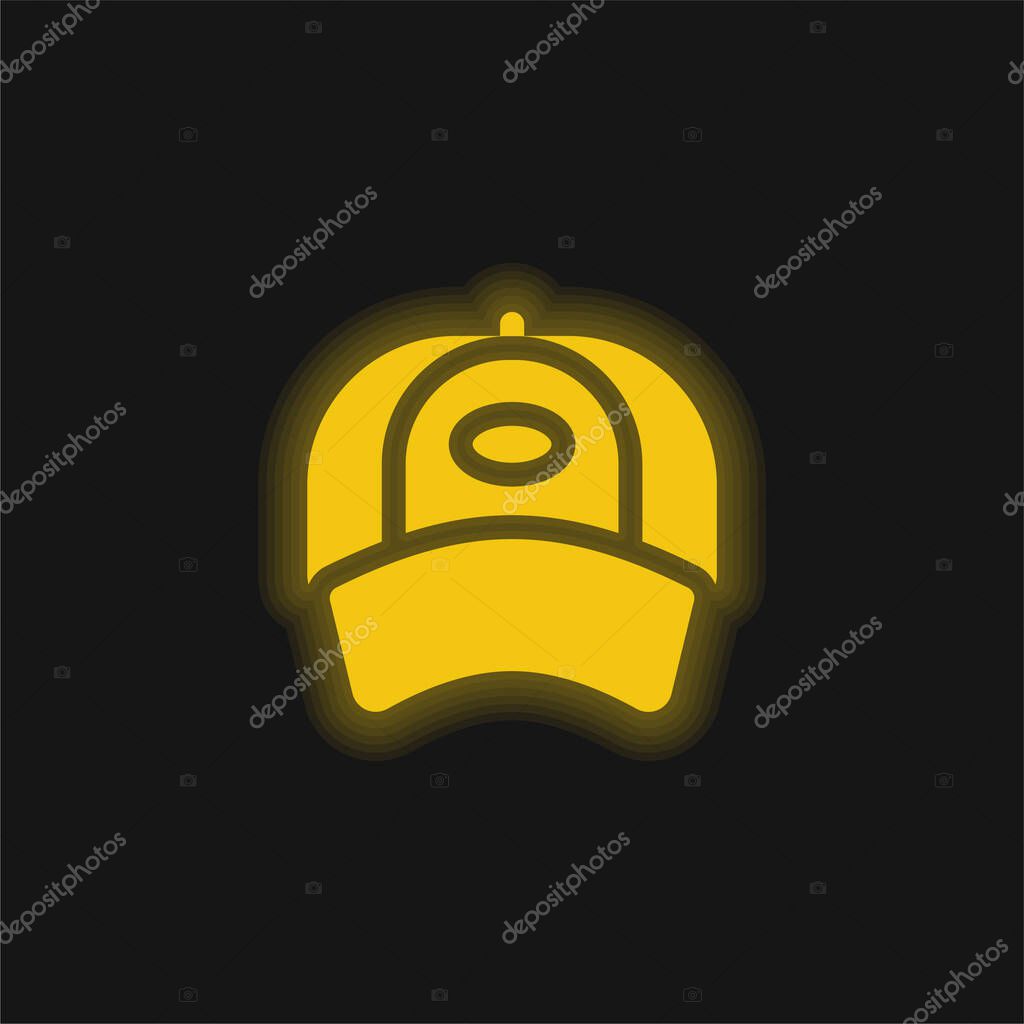 Baseball Cap yellow glowing neon icon